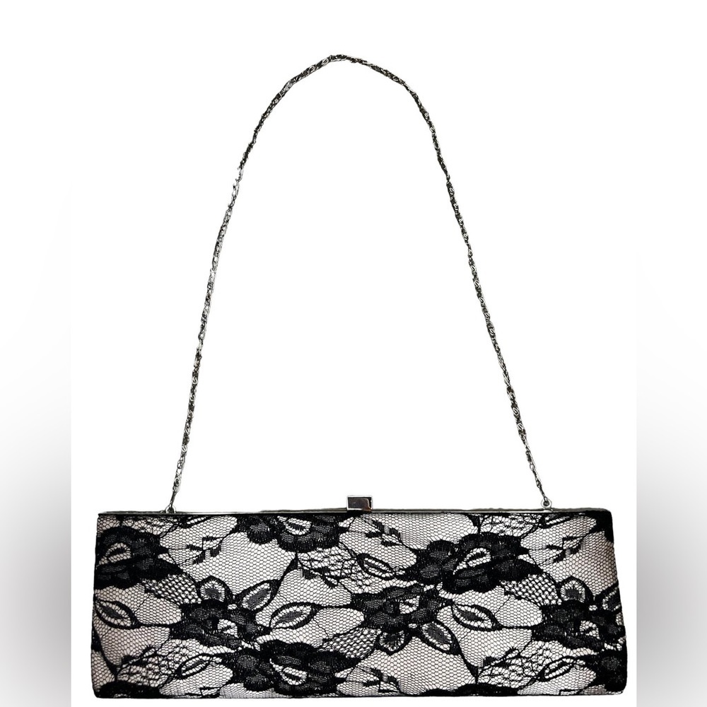 Stunning Jessica McClintock Black Lace Clutch